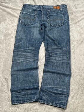 Y2K Tokyo Five Loose Jeans Mens 38x31 Blue Denim Straight Leg Whiskering Fade